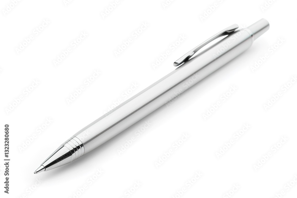 Sleek Silver Metal Pen Mockup Office Supplies, Stationery Design