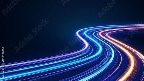 Obraz na płótnie Glowing futuristic road curves with high speed neon trails representing cyber infrastructure digital connectivity AI driven transportation quantum networking and the evolution of modern technology w salonie