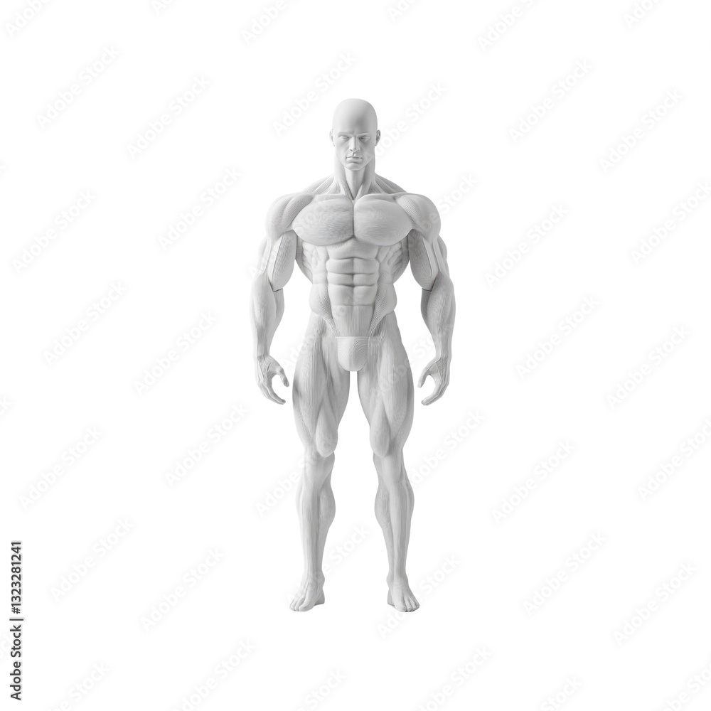 Anatomically Correct Male Figure Statue, White Marble Sculpture, 3D Render Anatomically Correct Male Figure Statue, White Marble Sculpture, 3D Render