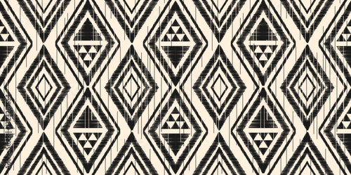 Ethnic ikat seamless pattern.beautiful pattern. floral embroidery, bohemian style, abstract flower art print. ethnic ikat abstract art. seamless fabric. ikat design for fabric, wallpaper, clothing.	