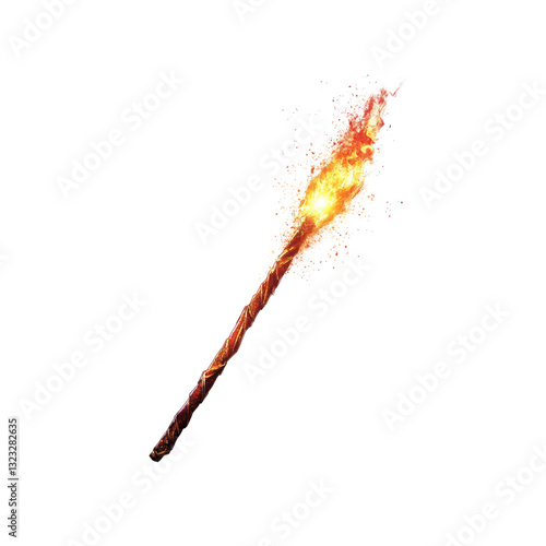 Burning Torch, Fiery Staff, Blazing Wand, Magical Fire Stick, Flaming Weapon, Enchanting Firebrand