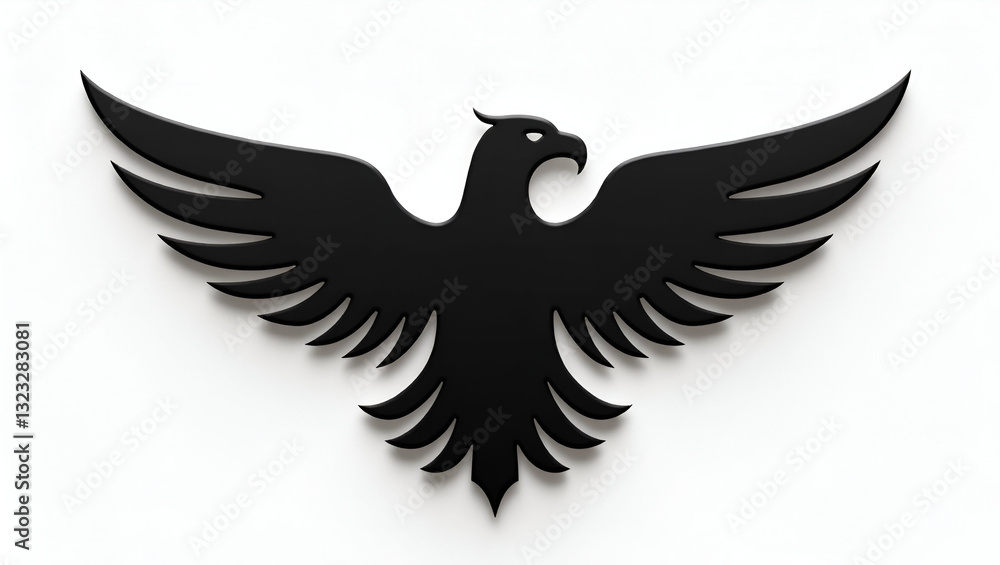 Obraz premium Title: Bold Black Eagle Logo with Sharp Angular Lines