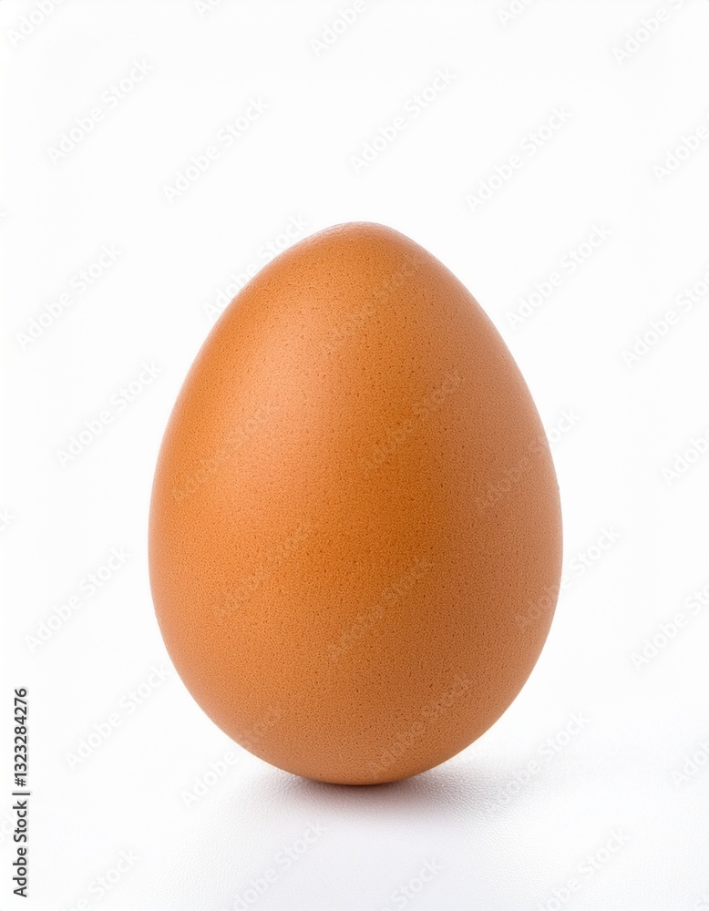 A single brown chicken egg stands alone against a stark white background. The smooth, slightly textured shell is highlighted, creating a simple yet striking image. A single brown chicken egg stands alone against a stark white background. The smooth, slightly textured shell is highlighted, creating a simple yet striking image.