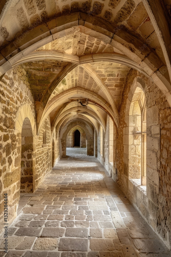 Fantasy medieval gallery in the castle.