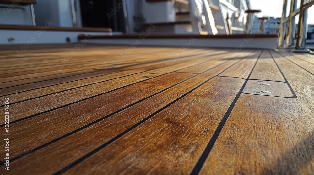 Obraz premium Aged teak deck boards with rich patina and character