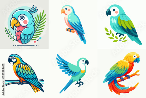 collection of parrot bird illustration