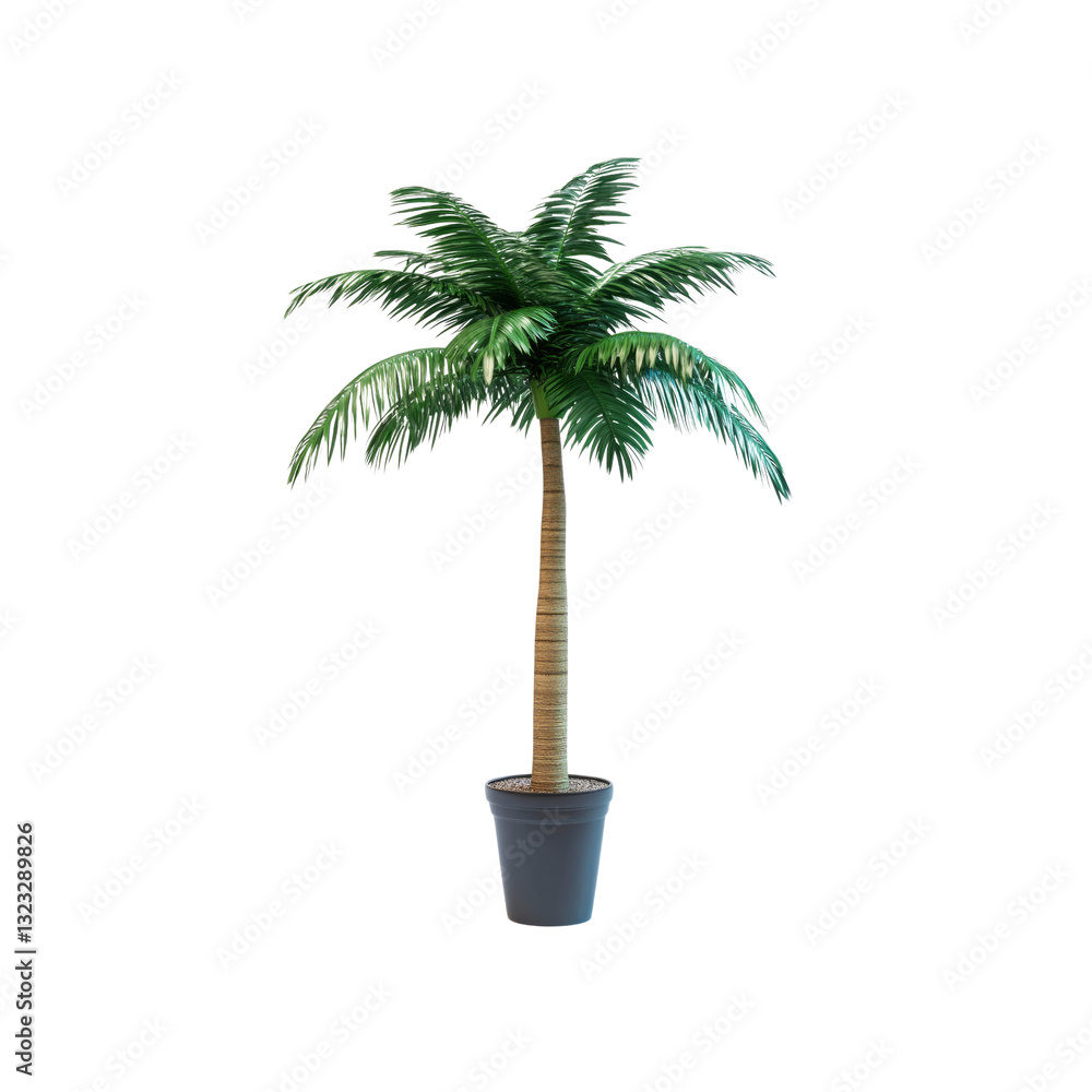 Obraz premium Single Potted Palm Tree on Transparent background