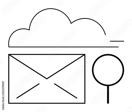 Open envelope below a cloud with location pin representing email, cloud storage, geolocation services, online communication. Ideal for technology, email, cloud computing, connectivity, storage