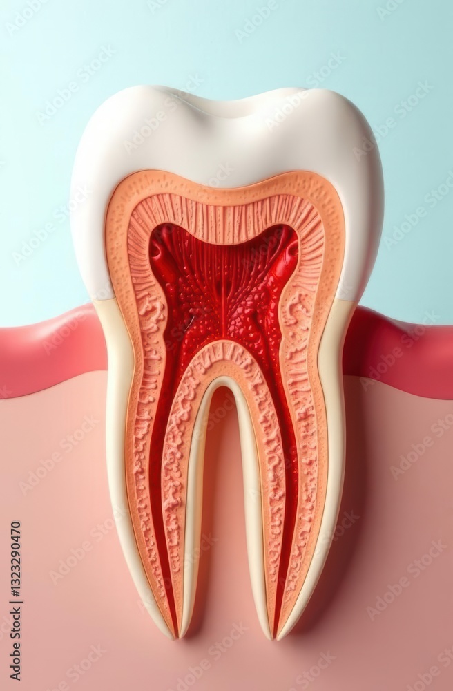Cross section of molar showing pulp chamber and root canals Cross section of molar showing pulp chamber and root canals