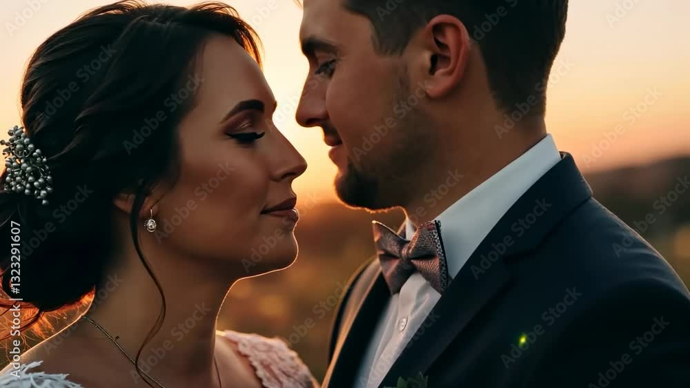 Romantic sunset embrace capturing intimate moments of a couple in love Romantic sunset embrace capturing intimate moments of a couple in love