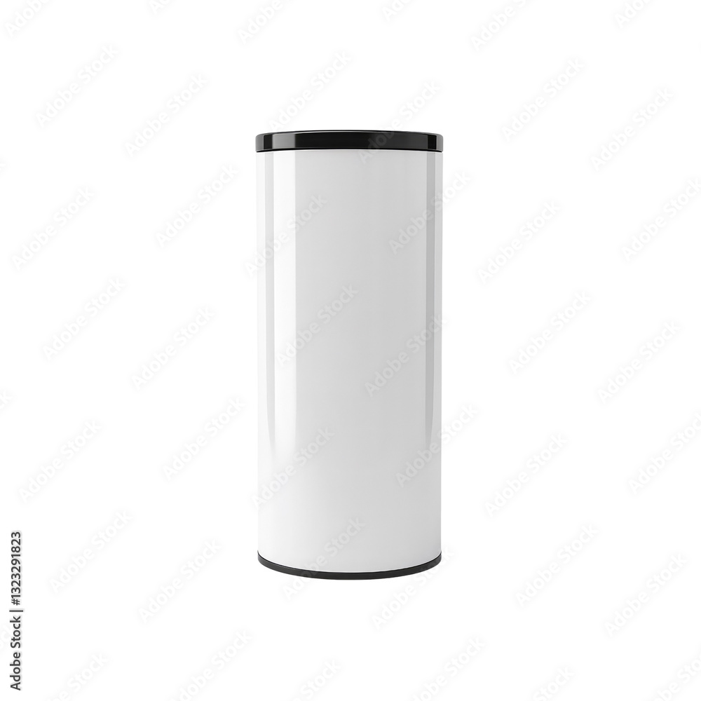 Blank White Cylinder Container with Black Lid - Packaging Mockup Blank White Cylinder Container with Black Lid - Packaging Mockup