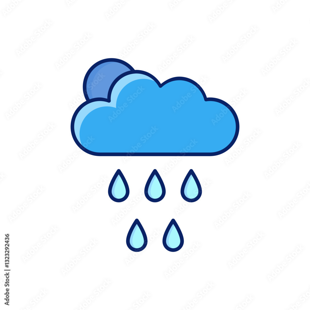 Rain cloud vector icon, drizzle symbol flat design. Rain cloud vector icon, drizzle symbol flat design.