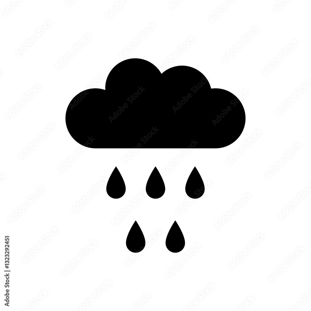 Rain cloud vector icon, drizzle symbol flat design. Rain cloud vector icon, drizzle symbol flat design.