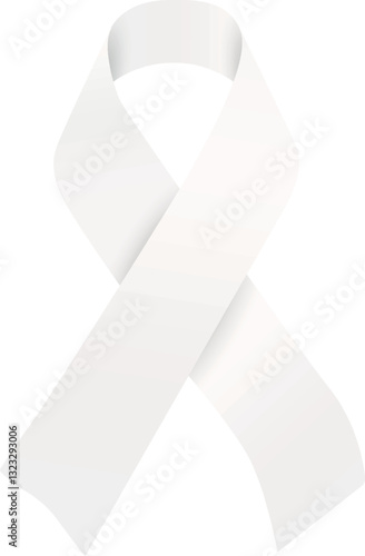 Vector white ribbon symbol isolated for Lung Cancer Awareness campaign. Transparent background