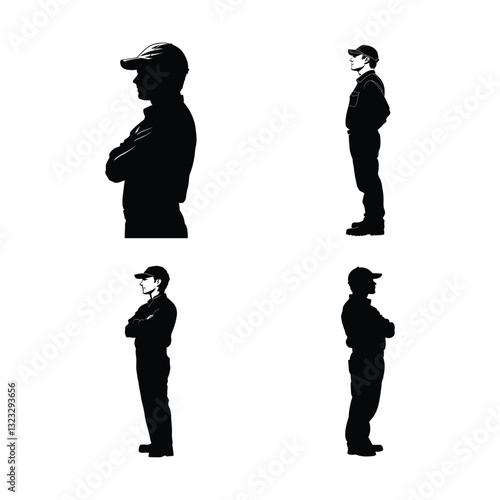 Mechanic silhouette set clipart on a white background