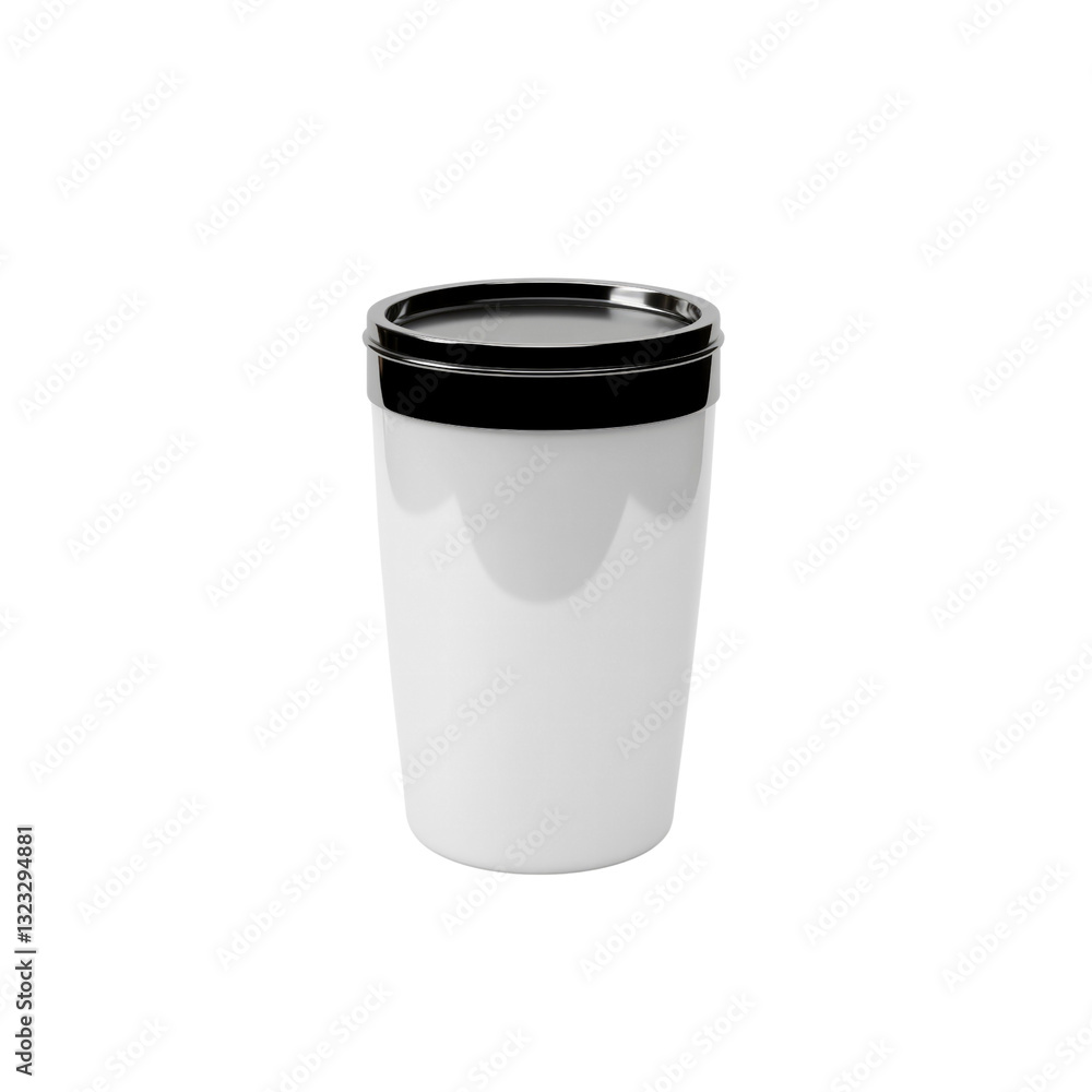 White Takeaway Container with Black Lid - Mockup White Takeaway Container with Black Lid - Mockup