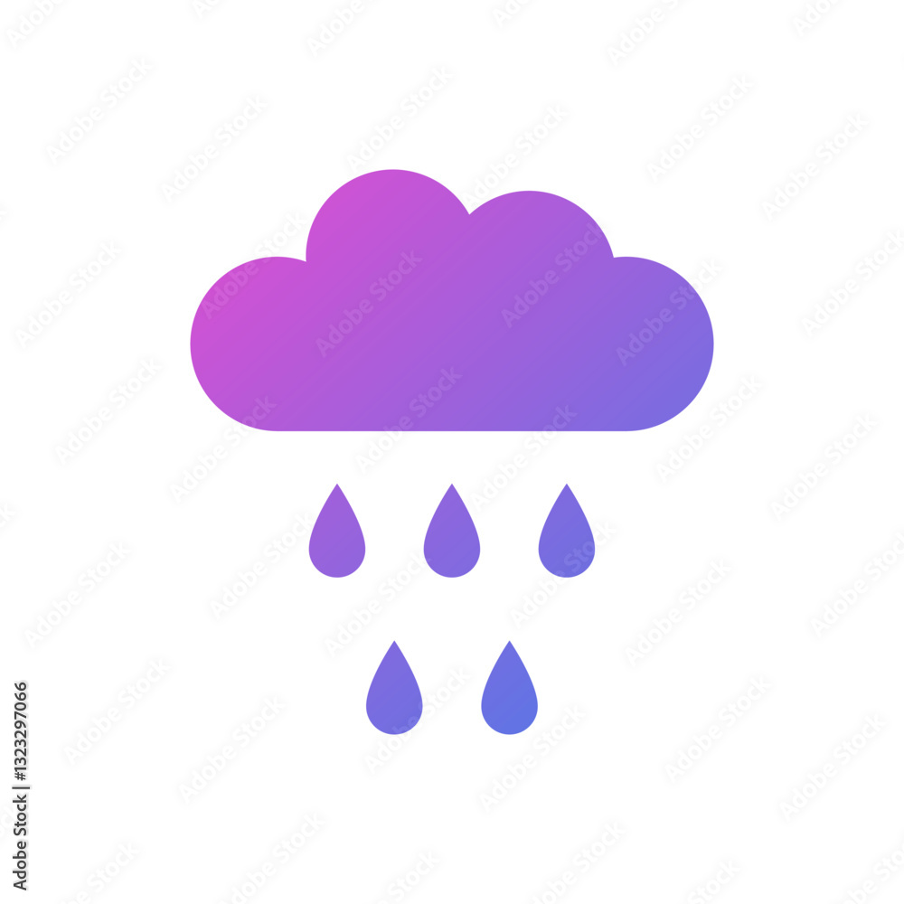 Rain cloud vector icon, drizzle symbol flat design.