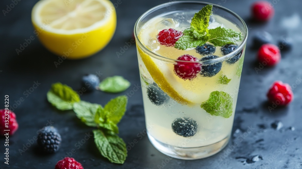 Sparkling Summer Berry Cocktail with Lemon and Mint Sparkling Summer Berry Cocktail with Lemon and Mint