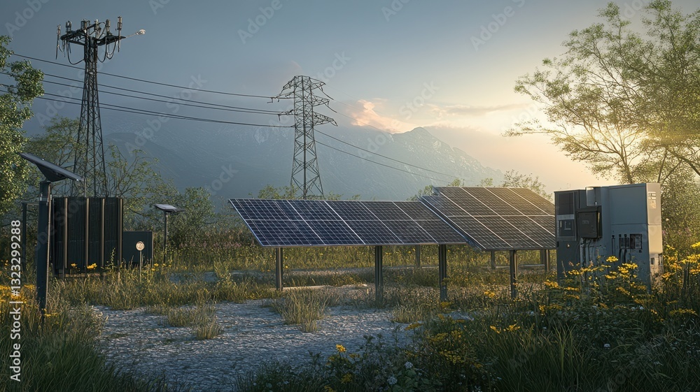 An outdoor solar panel array featuring advanced backup power systems for sustainable energy solutions. An outdoor solar panel array featuring advanced backup power systems for sustainable energy solutions.