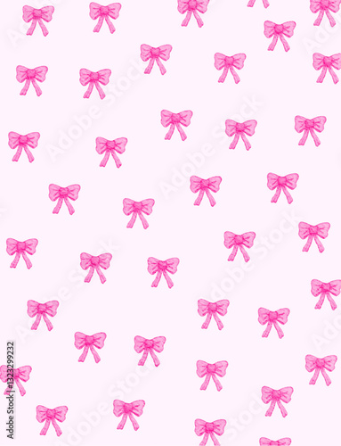 cute seamless pattern watercolor illustration of soft pink ribbon bow background wallpaper