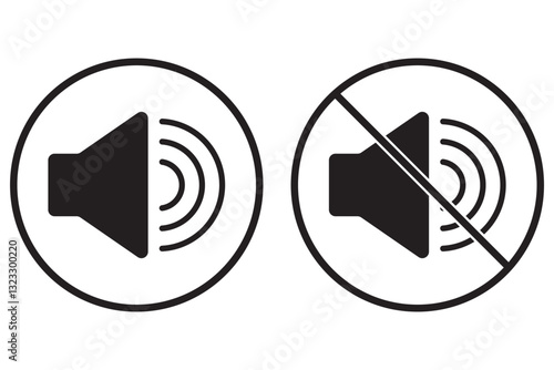 speakers icon set, sound icon set, volume on off icon set, speaker on off icon set, sound system sign, audio symbol, speaker icon for app, ui and website, vector illustration . 1176