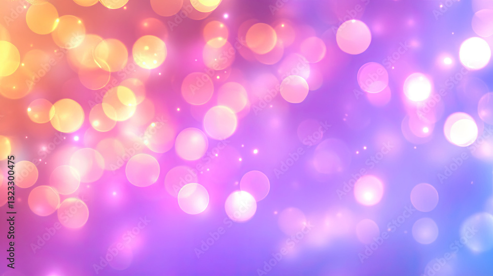 A vibrant, blurred background with colorful bokeh effects in shades of purple, pink, and orange, creating a dreamy atmosphere.