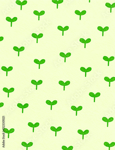 cute seamless pattern watercolor illustration of colorful green leaves sprout background wallpaper