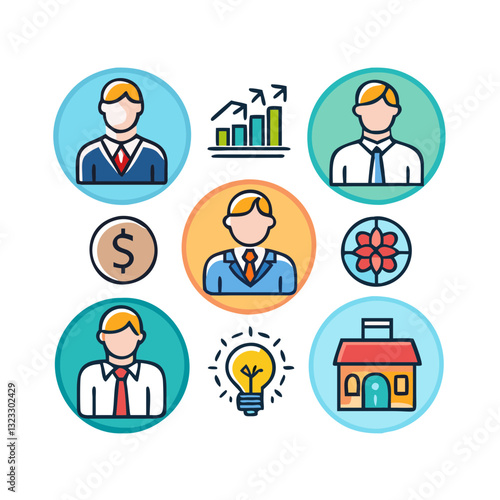 set of business people