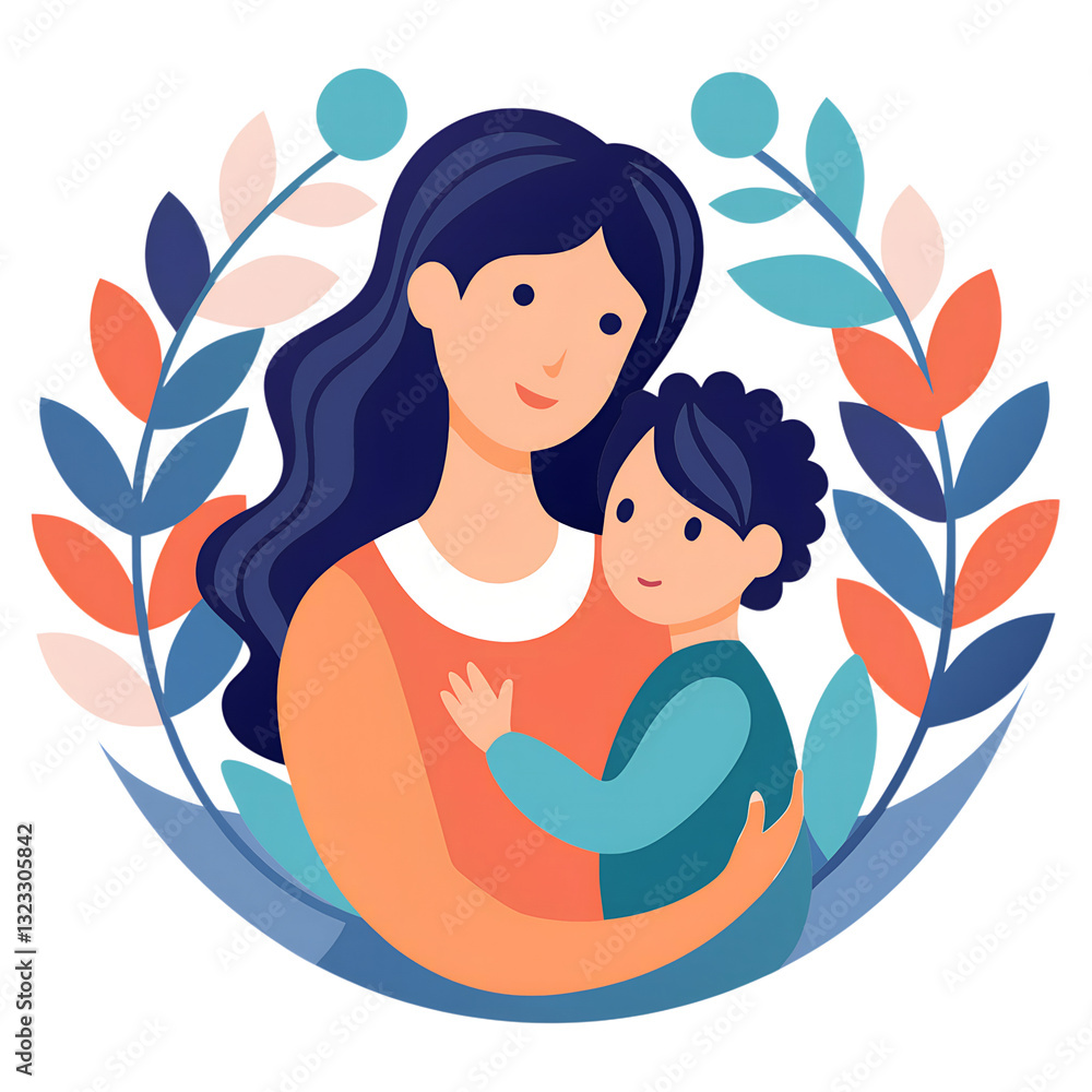 Heartwarming Graphic Depicting a Mother and Child for Happy Mothers Day PNG Heartwarming Graphic Depicting a Mother and Child for Happy Mothers Day PNG