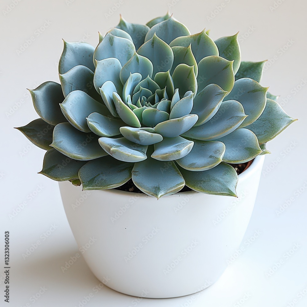 Elegant echeveria: beautiful succulent in a minimalist white pot on a clean background Elegant echeveria: beautiful succulent in a minimalist white pot on a clean background