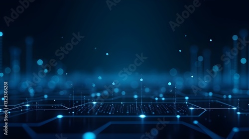 A Mesmerizing Digital Landscape Of Glowing Circuits And Data Streams, A Futuristic Vision Of Interconnectedness, Rendered In Deep Blues And Vibrant Lights