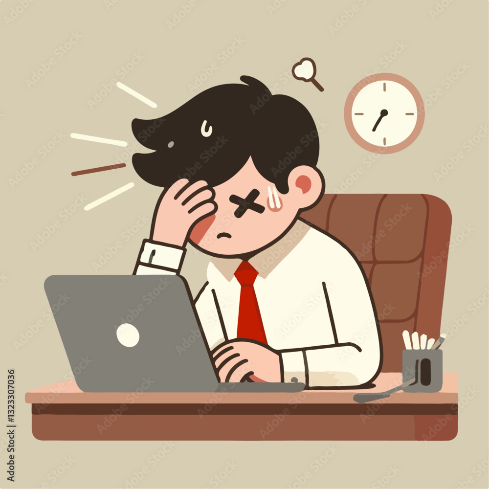 a businessman has a headache with his work a businessman has a headache with his work