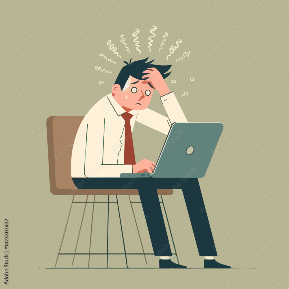 a businessman has a headache with his work a businessman has a headache with his work