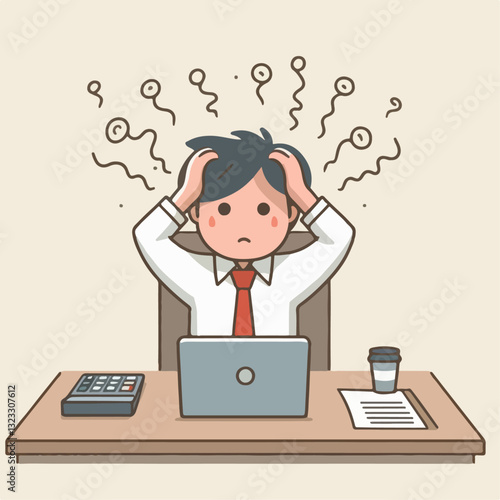 a businessman has a headache with his work