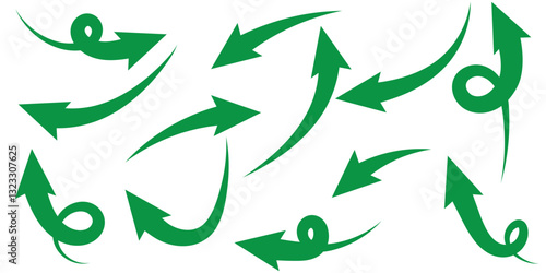 arrows set. Curved arrows. Arrow sign. Flat style icons.  1176
