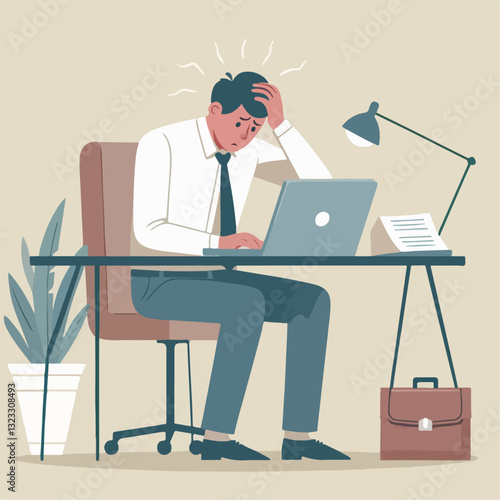 illustration of person getting stress from work