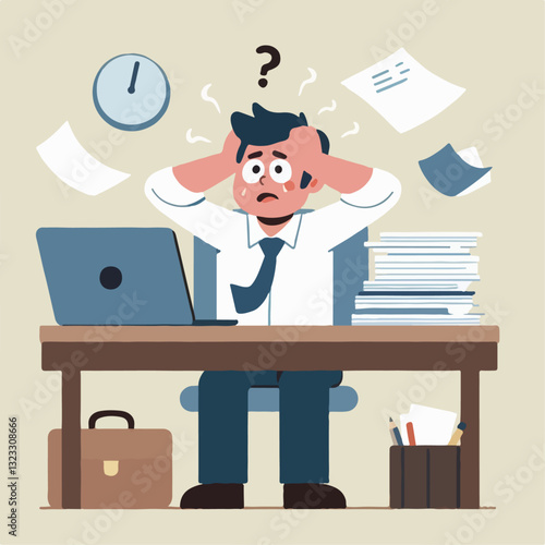 illustration of person getting stress from work