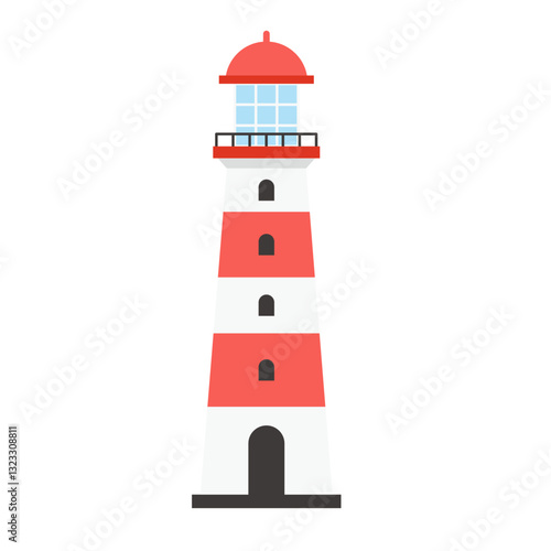 赤いボーダーの灯台