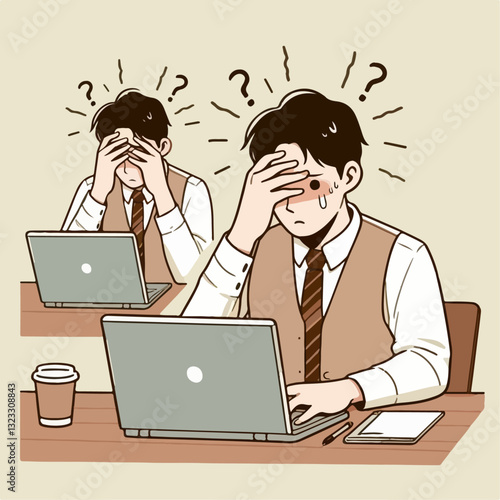 illustration of person getting stress from work