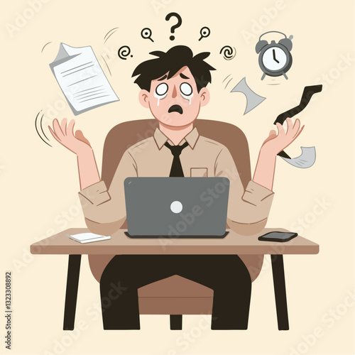 illustration of someone tired from work