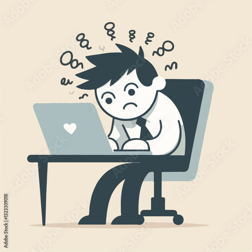 illustration of someone tired from work