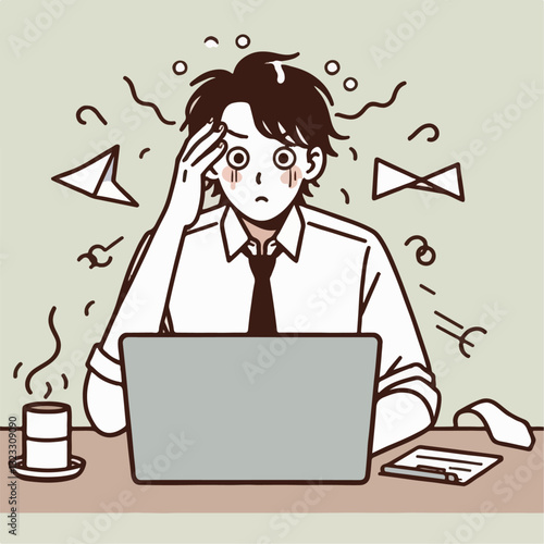 illustration of someone tired from work