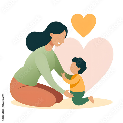 Mother and Baby Playing on the Floor with Warm Joyful Vibes PNG