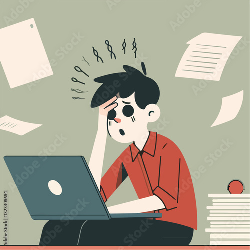 illustration of someone tired from work