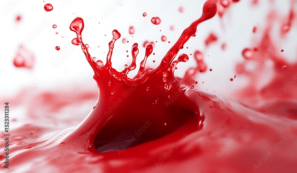 Red Liquid Splash  Dynamic Fluid   Water Crown  Abstract Background
