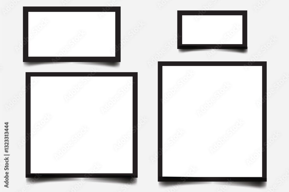 Photo frame. Vector isolated picture frame mockup with shadow on transparent background. Poster frame mockup. 1176 Photo frame. Vector isolated picture frame mockup with shadow on transparent background. Poster frame mockup. 1176