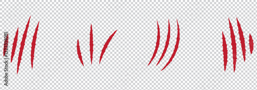 Collection of claws animal scratch vector icons. Cat, tiger, jaguar, lion monster scratches paw shapes . 1176