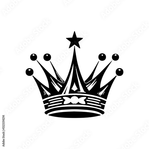 Elegant Black and White Crown with Classic Design and Star Symbol