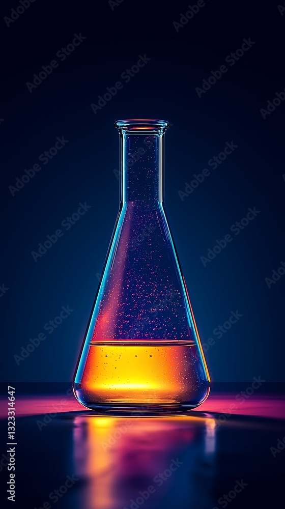 Illuminated Erlenmeyer Flask with Liquid Science Experiment Illuminated Erlenmeyer Flask with Liquid Science Experiment