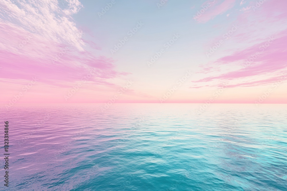 Soft pastel gradient sky merging with calm ocean hues